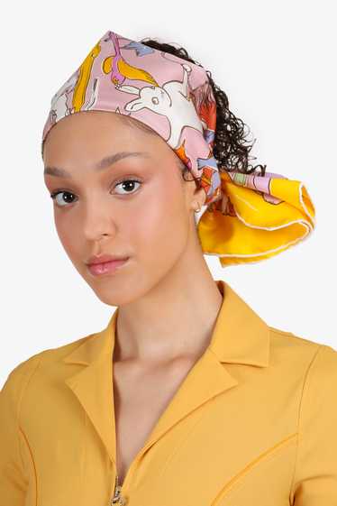 Hermès Yellow/Multicolor Mille et Un Lapins Silk S