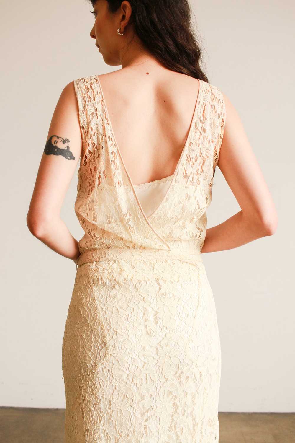 1930s Ecru Lace Cotton Bias Gown - image 12