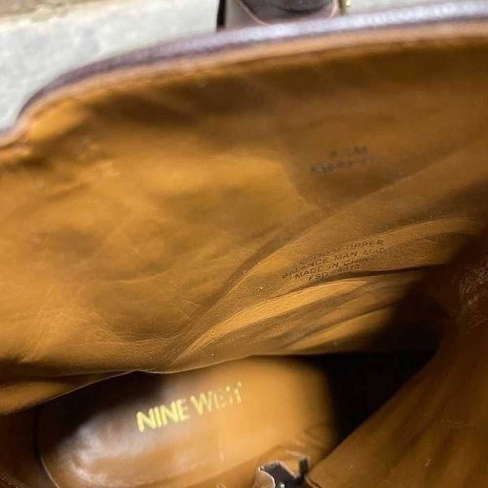 Nine West Brown Leather Buckle Heeled Bootie - image 9