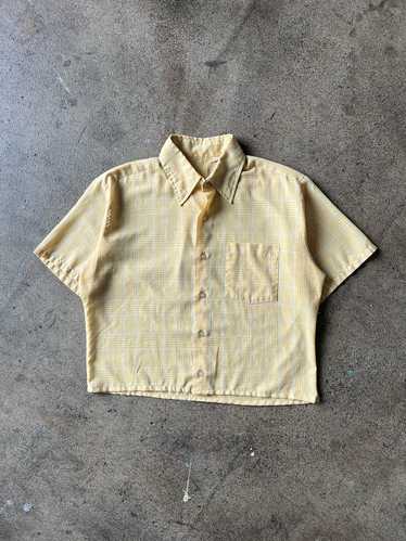 1970s Cropped Yellow Plaid Shirt