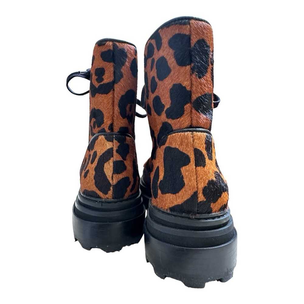 Schutz Maylova Calf Hair Leopard Print Combat Boo… - image 5