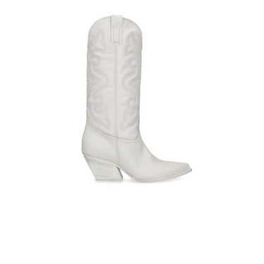 Steve Madden West Boots In White Leather sz 7.5 - image 1