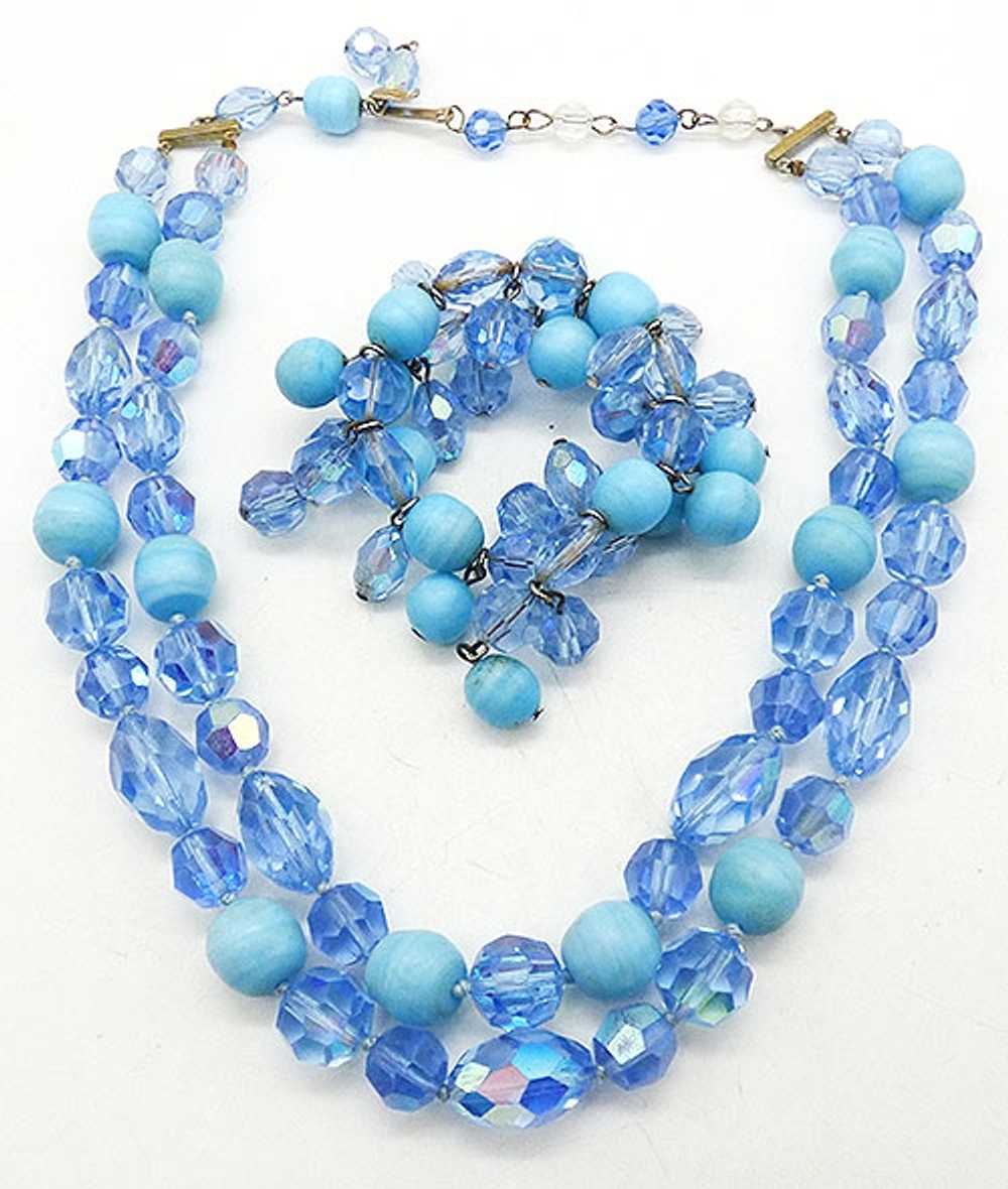 Hobé Blue Crystal Aqua Bead Demi Parure - image 4
