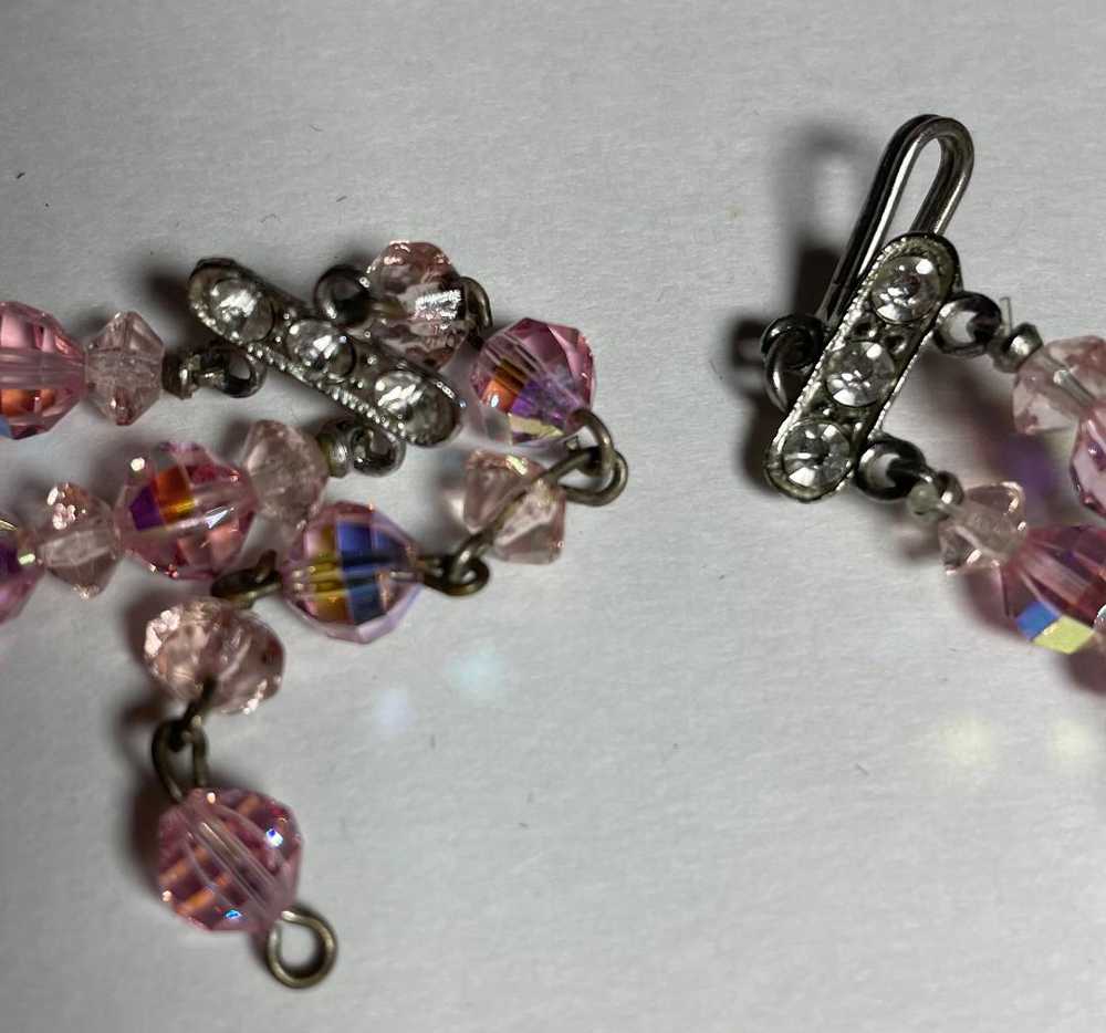 Vintage Sparkling Pink Cut Crystal Double Strand … - image 4