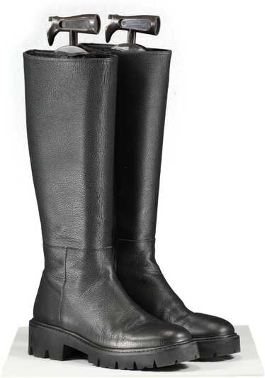 Bobbies Paris Black Leather Chunky Knee High Boots