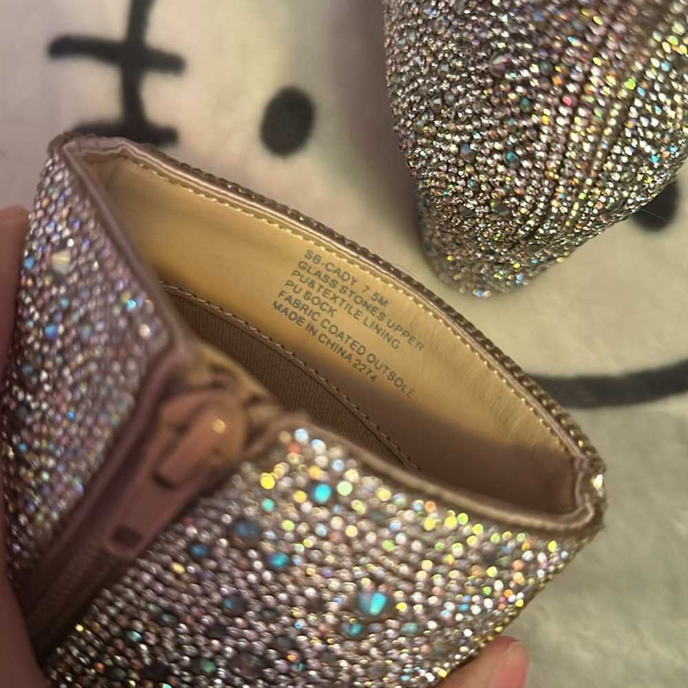 Betsey Johnson silver rhinestone heeled boots siz… - image 11