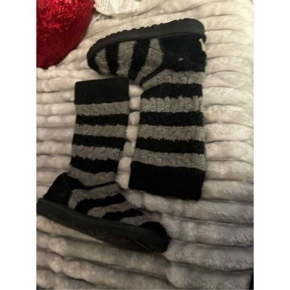 UGG cardy knit black grey striped sweater boots s… - image 1