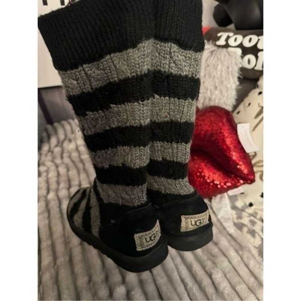 UGG cardy knit black grey striped sweater boots s… - image 2