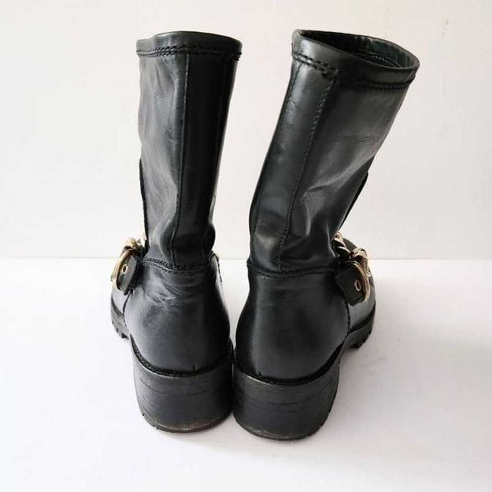 Mally Black Leather Gold Chain Lug Sole Boots EU38 - image 2