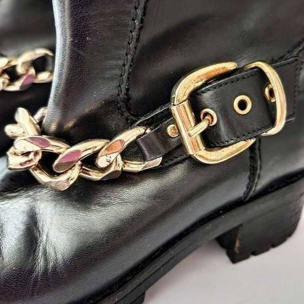 Mally Black Leather Gold Chain Lug Sole Boots EU38 - image 3