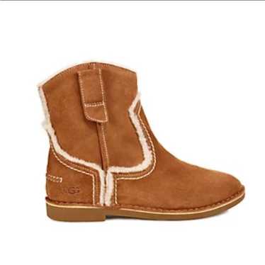 Ugg Catica caramel suede booties with shearling tr