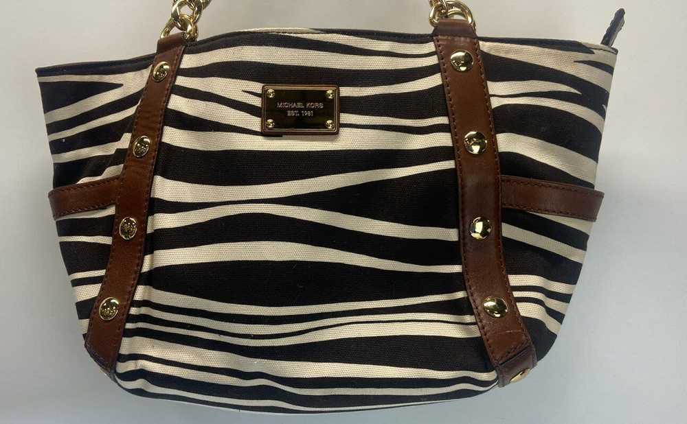 Michael Kors Hamilton Striped Canvas Studded Tote… - image 2