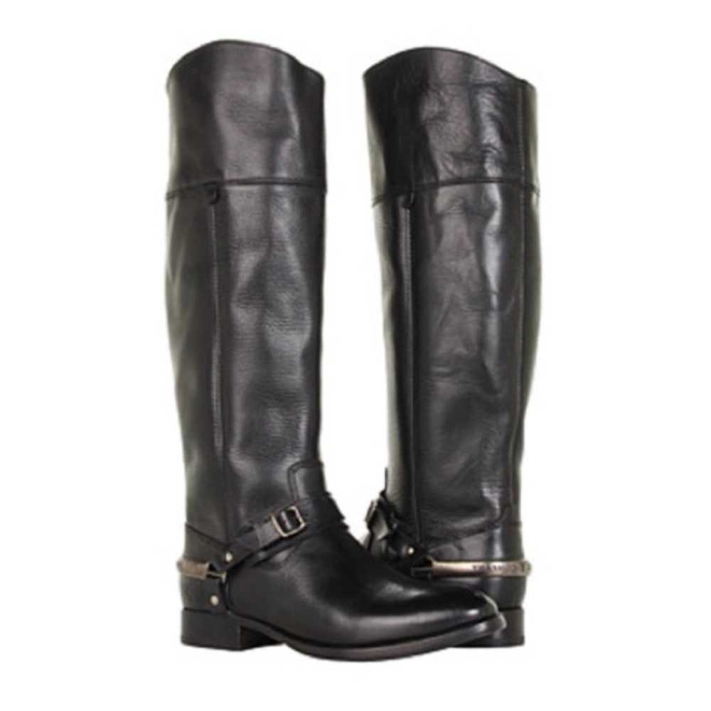 Frye Black Leather Riding Boots Lindsay Spur Size… - image 1