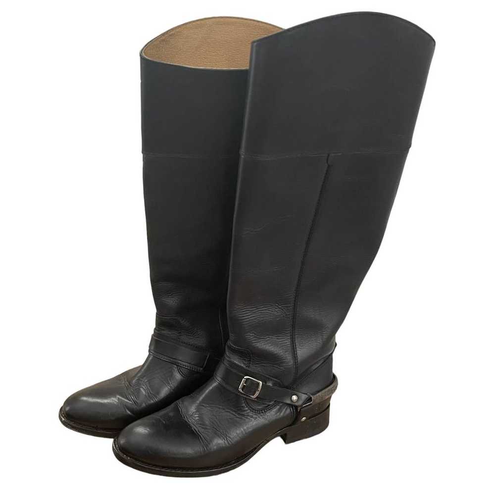 Frye Black Leather Riding Boots Lindsay Spur Size… - image 2