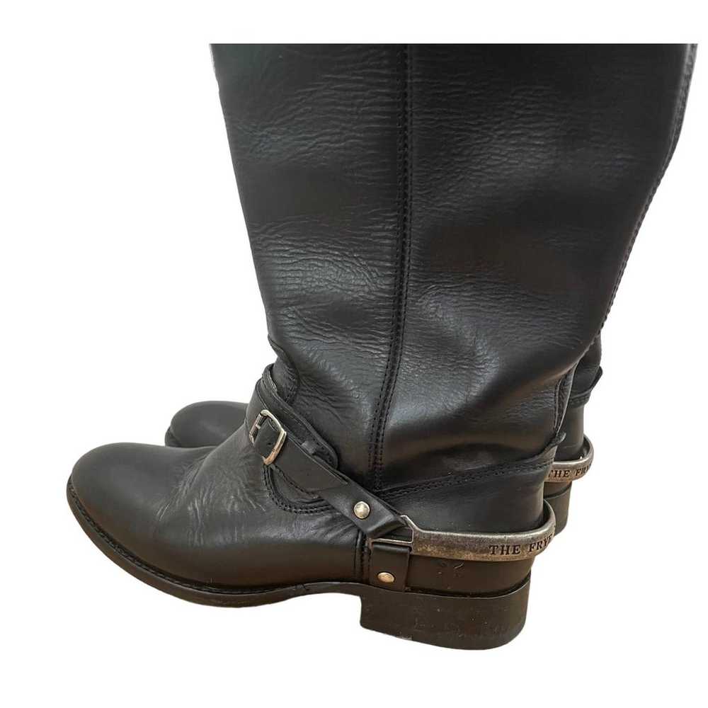 Frye Black Leather Riding Boots Lindsay Spur Size… - image 5
