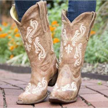 Corral Boots R1974 Cortez Cleff Embroidery Leathe… - image 1