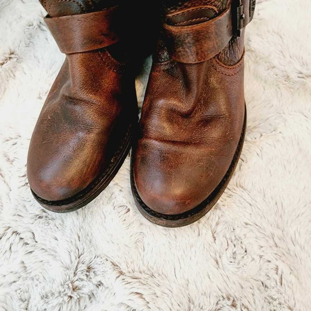 FRYE TALL BROWN BUCKLE BOOTS SIZE 7.5 - image 3