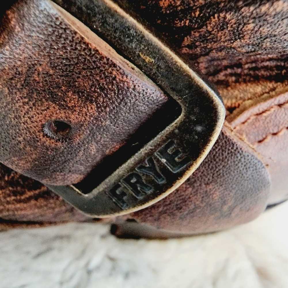 FRYE TALL BROWN BUCKLE BOOTS SIZE 7.5 - image 9