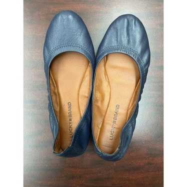 Navy Blue Lucky Brand Leather Flats Size 7.5