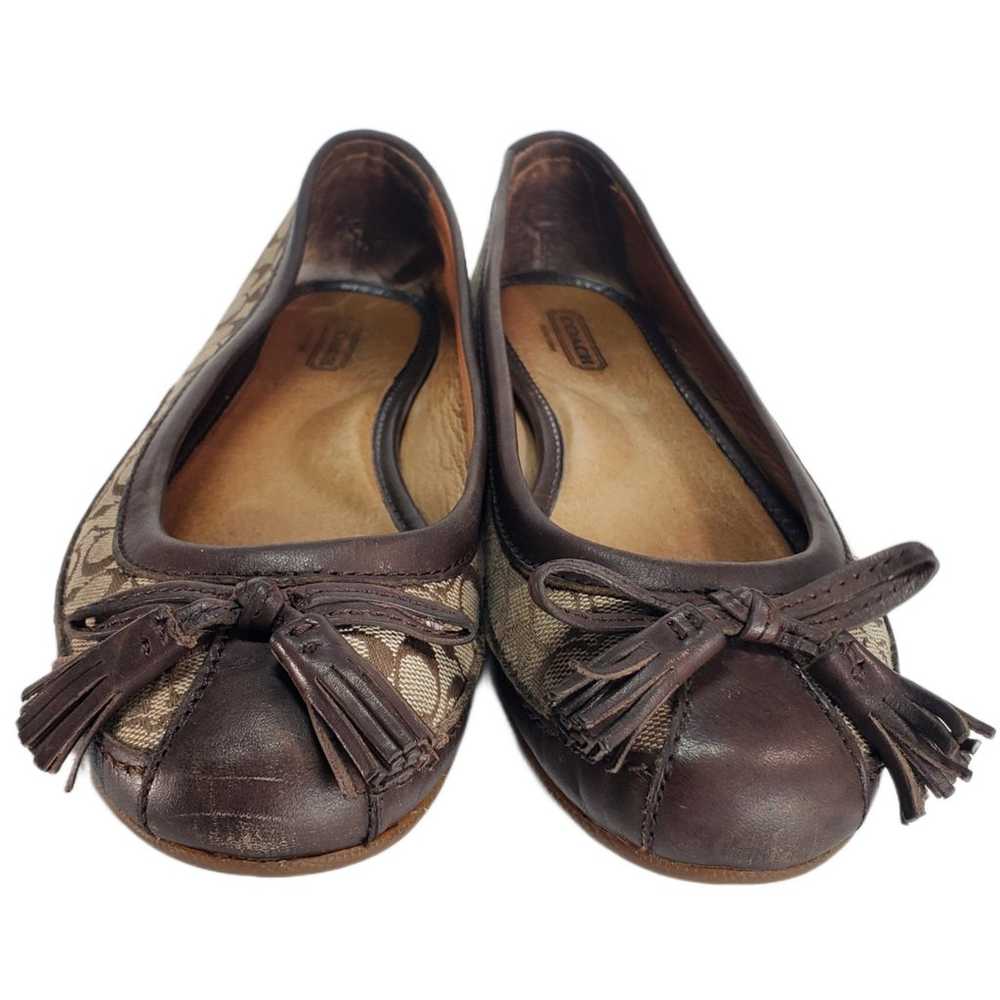 Coach Ballerina Flats Leather Beige and Brown Vin… - image 2