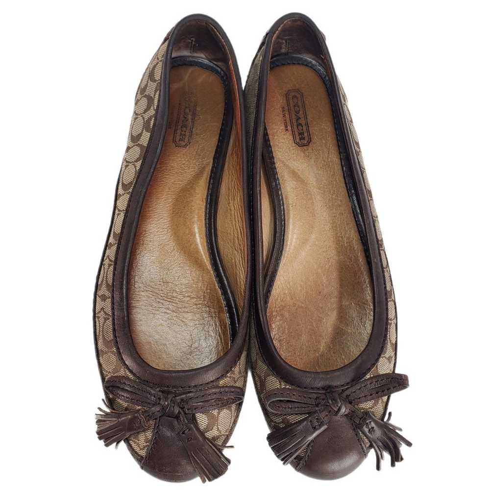 Coach Ballerina Flats Leather Beige and Brown Vin… - image 3