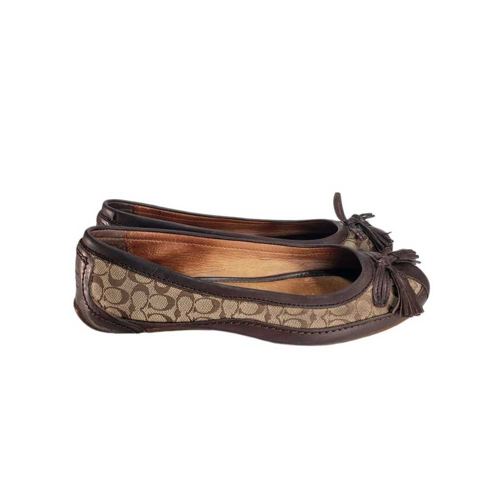 Coach Ballerina Flats Leather Beige and Brown Vin… - image 6