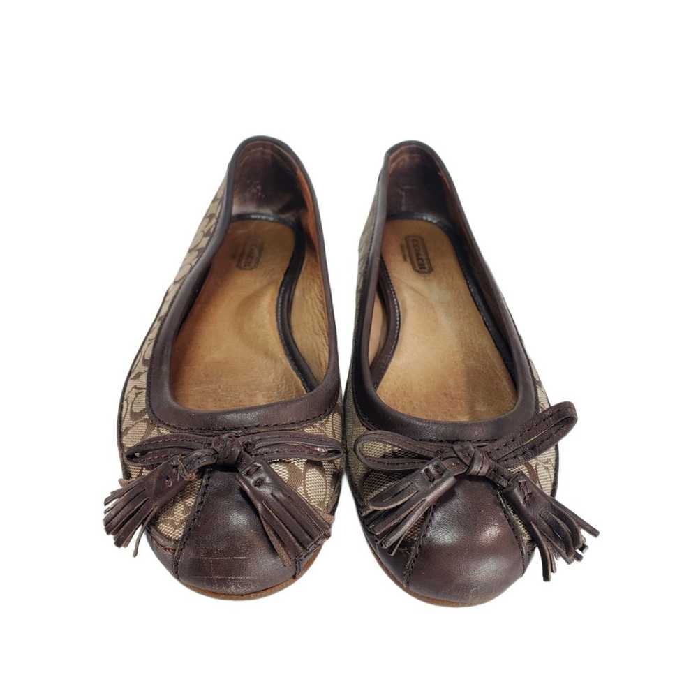 Coach Ballerina Flats Leather Beige and Brown Vin… - image 7