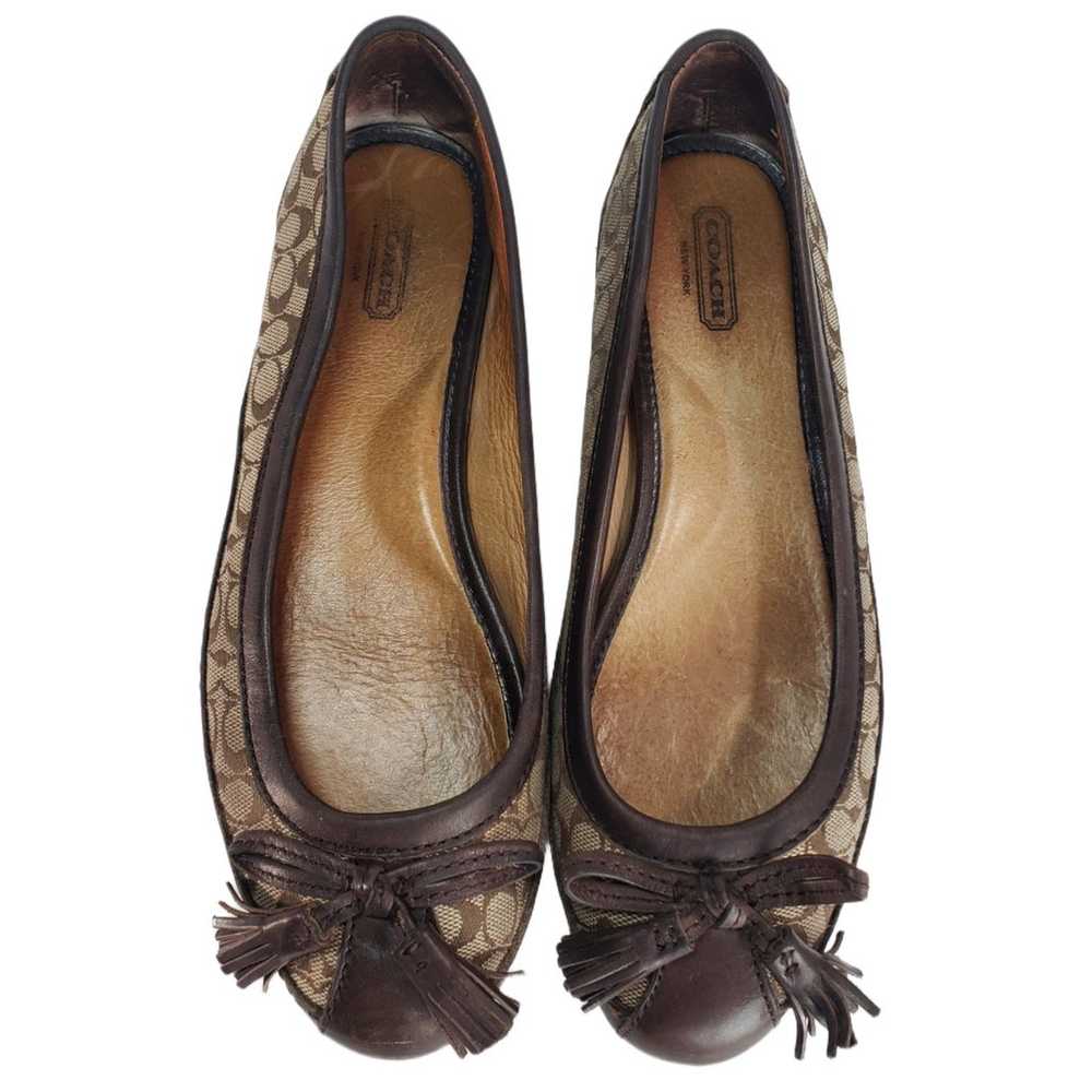 Coach Ballerina Flats Leather Beige and Brown Vin… - image 8