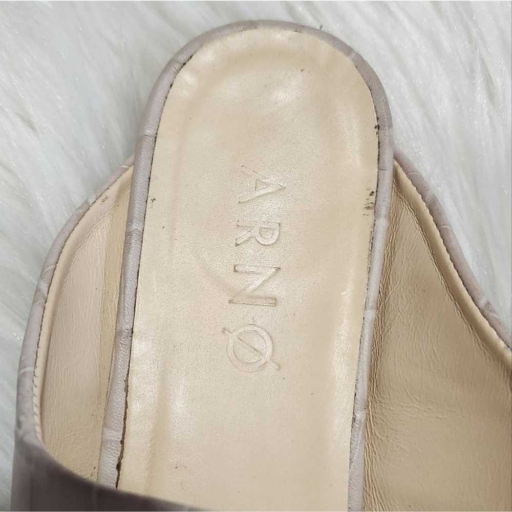 Arno Italian Pale Pink Croc Leather Mules Flat 7.5 - image 3