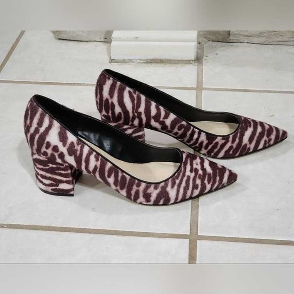 Nine West zebra animal print purple round heel po… - image 1