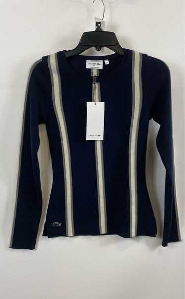 NWT Lacoste Womens Blue Long Sleeve Crew Neck Knit