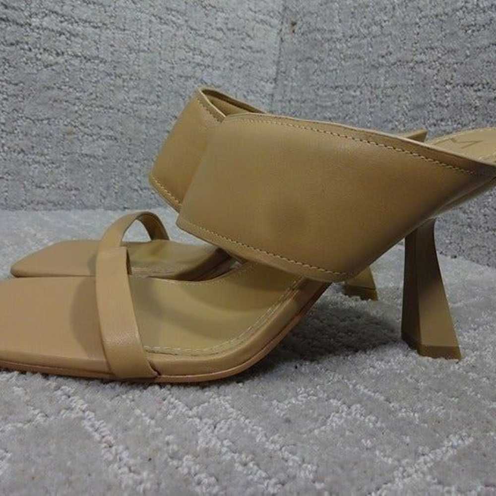 Marc Fisher Deann Square Toe Heels Slide Tan Leat… - image 3