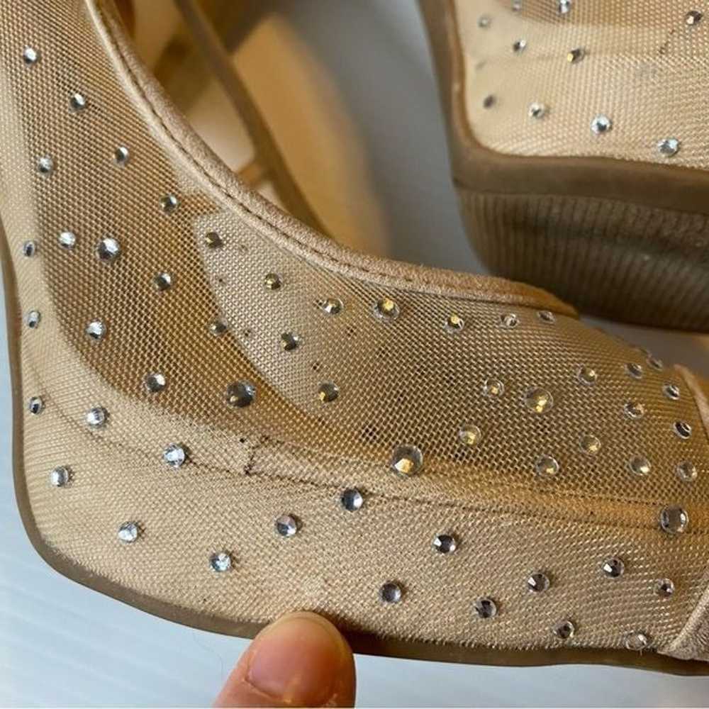 GUESS faux suede mesh rhinestones peep toe stilet… - image 11