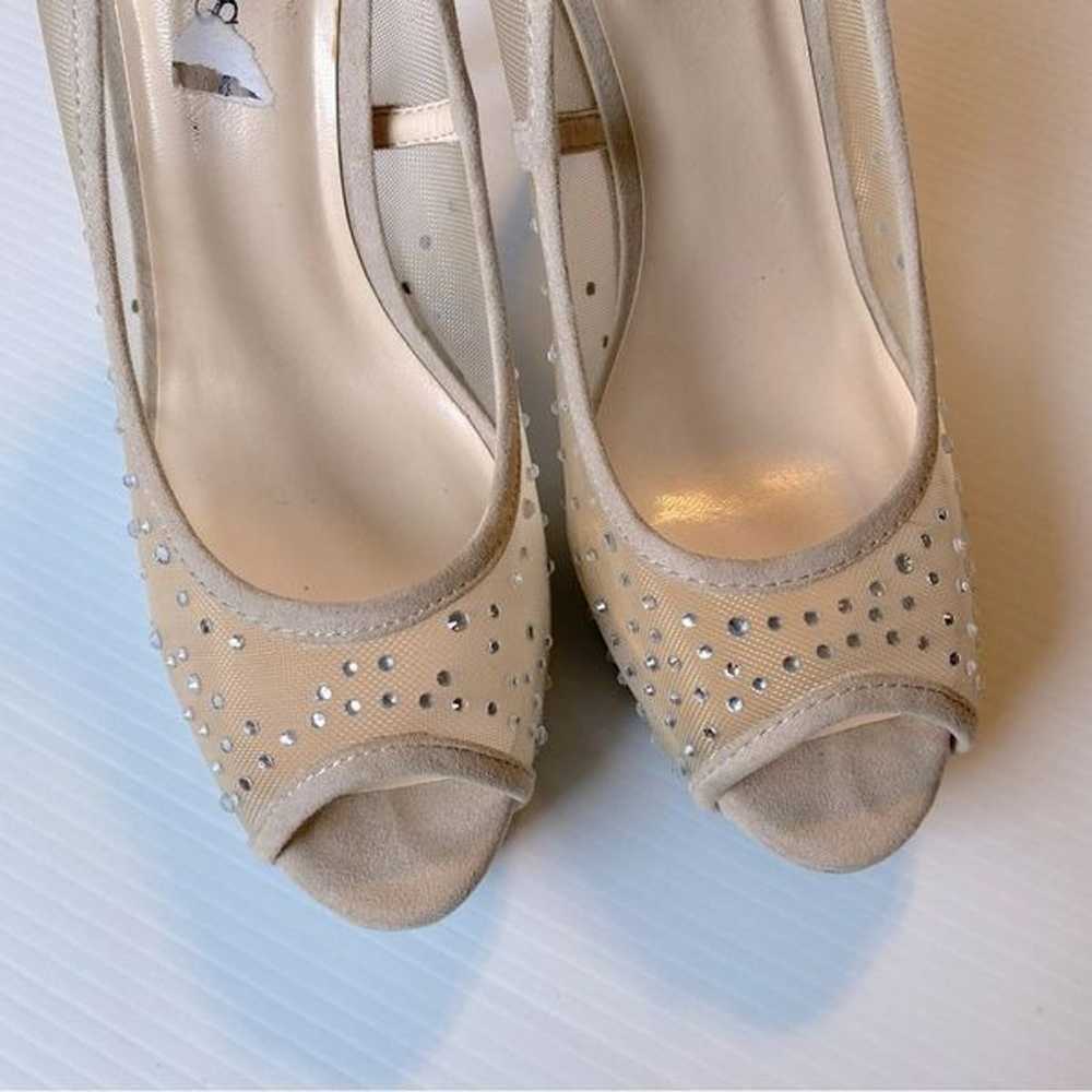 GUESS faux suede mesh rhinestones peep toe stilet… - image 4