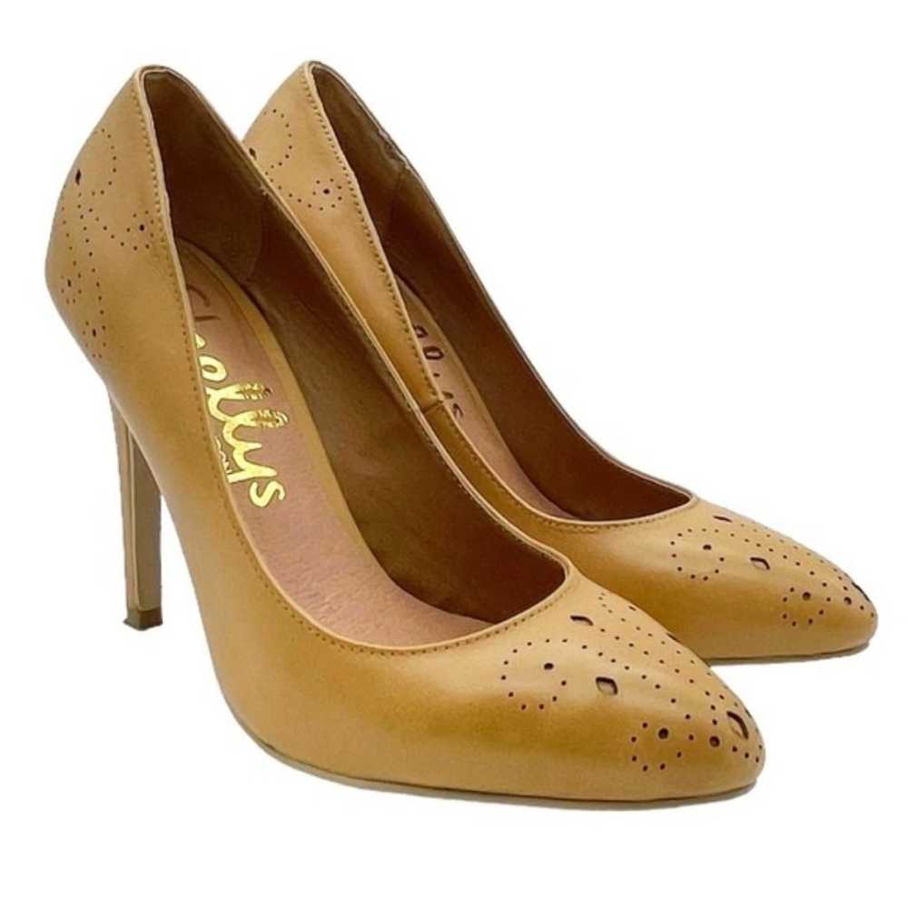 Shellys London Camel Leather Pump Perforated Tan … - image 1
