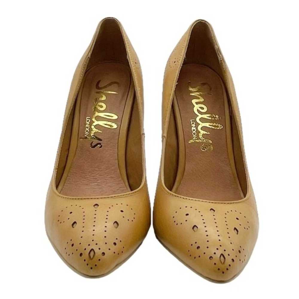 Shellys London Camel Leather Pump Perforated Tan … - image 3