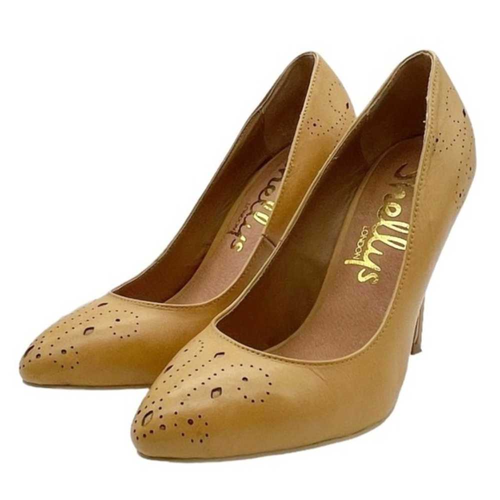 Shellys London Camel Leather Pump Perforated Tan … - image 7