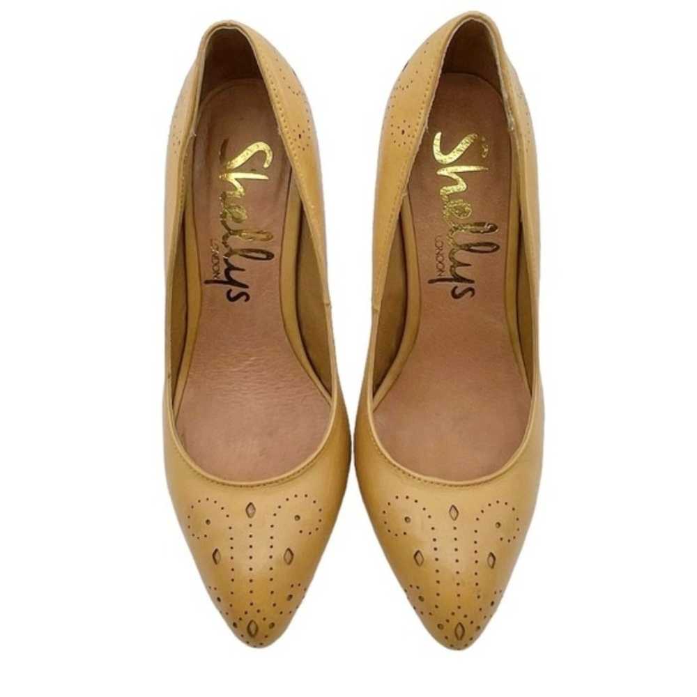 Shellys London Camel Leather Pump Perforated Tan … - image 8