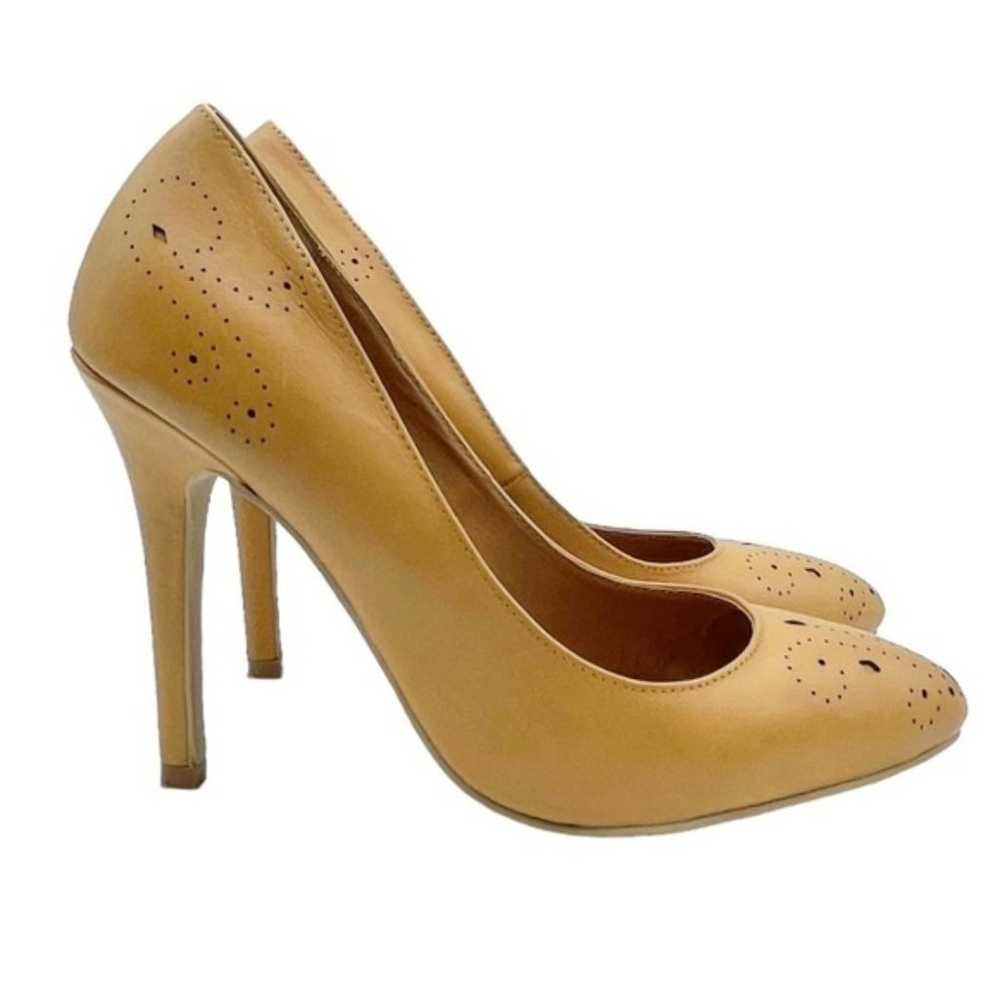 Shellys London Camel Leather Pump Perforated Tan … - image 9