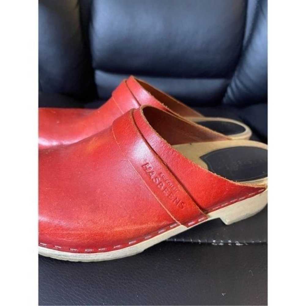 Swedish Hasbeens Womens 39 US 9 Husband Clogs Red… - image 4
