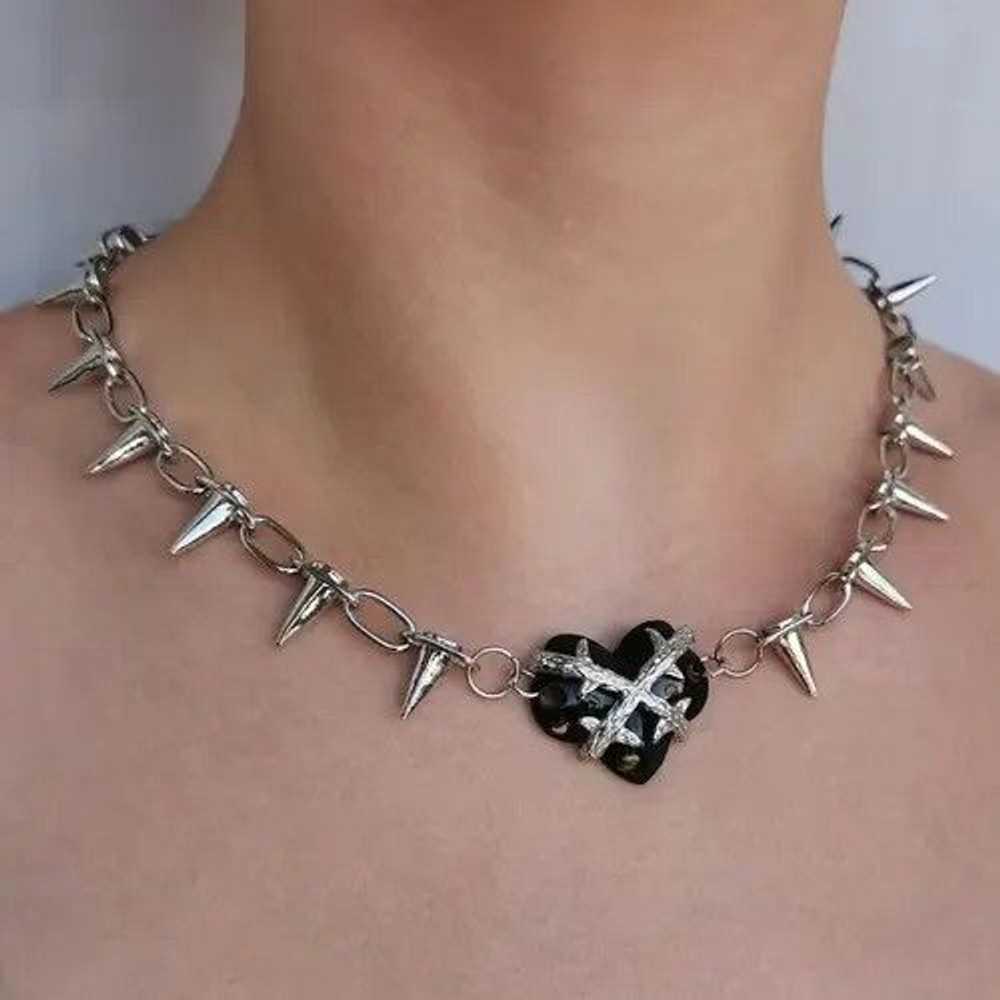 Chain × Jewelry Black Heart Necklace - image 1