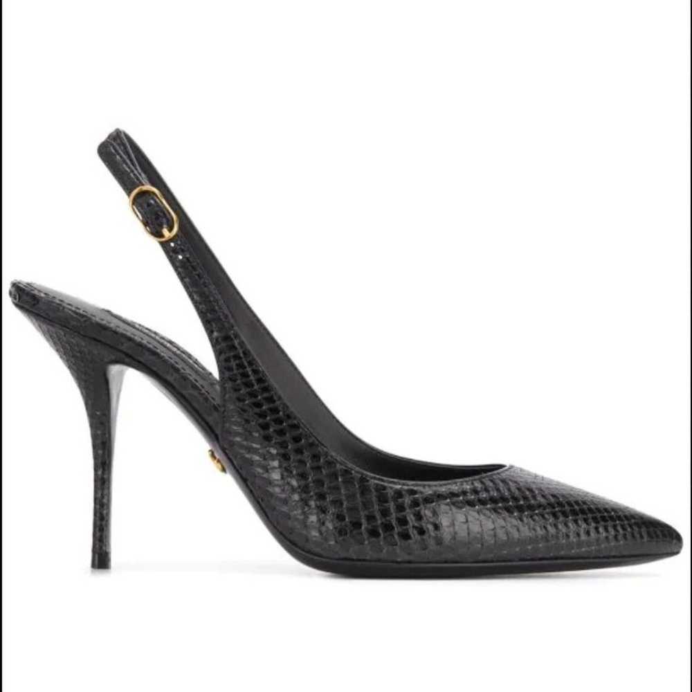 Black Real Snake Skin Heels, Size 6.5 - image 2