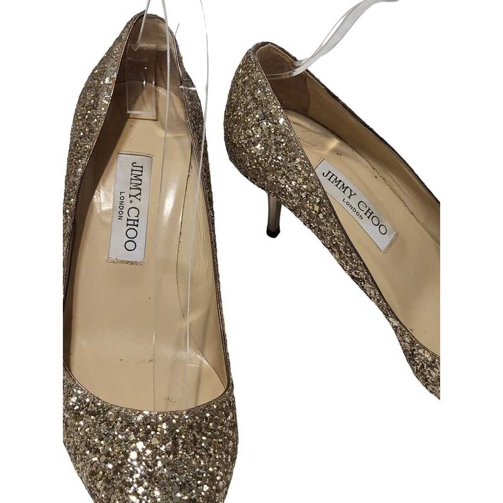 JIMMY CHOO ROMY 85 Pumps Gold Champagne Coarse Gl… - image 12