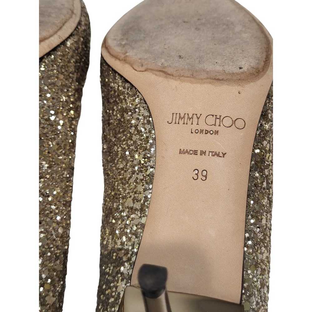JIMMY CHOO ROMY 85 Pumps Gold Champagne Coarse Gl… - image 6