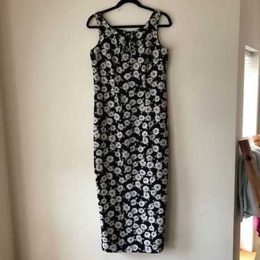 Kathie Lee Black & White Floral Long Dress - image 1