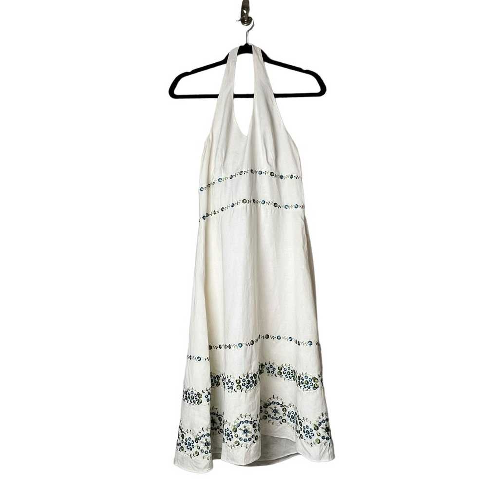 ANN TAYLOR Sundress Woman Linen Ivory Embroidered… - image 1