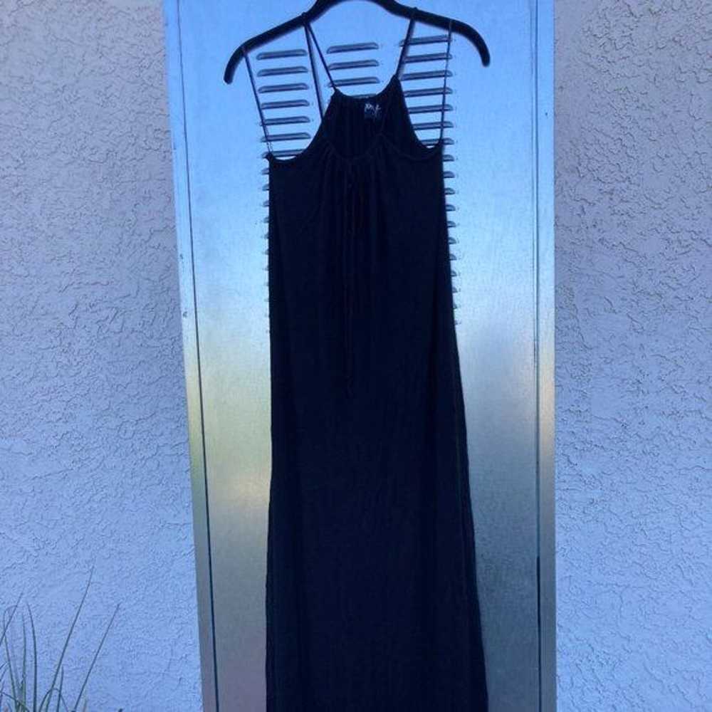 Black Jersey Maxi Dress Tie Front - image 1
