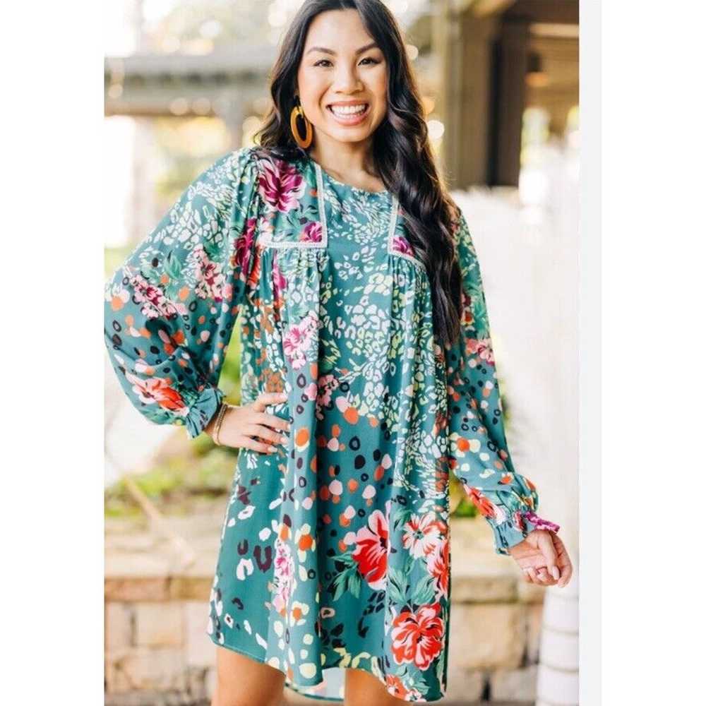 Umgee USA Floral Long Sleeve Crochet Inset Tunic … - image 2