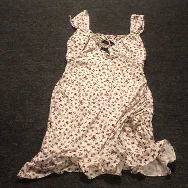 Urban Outfitters Ruched Floral Mini Dress White/Or