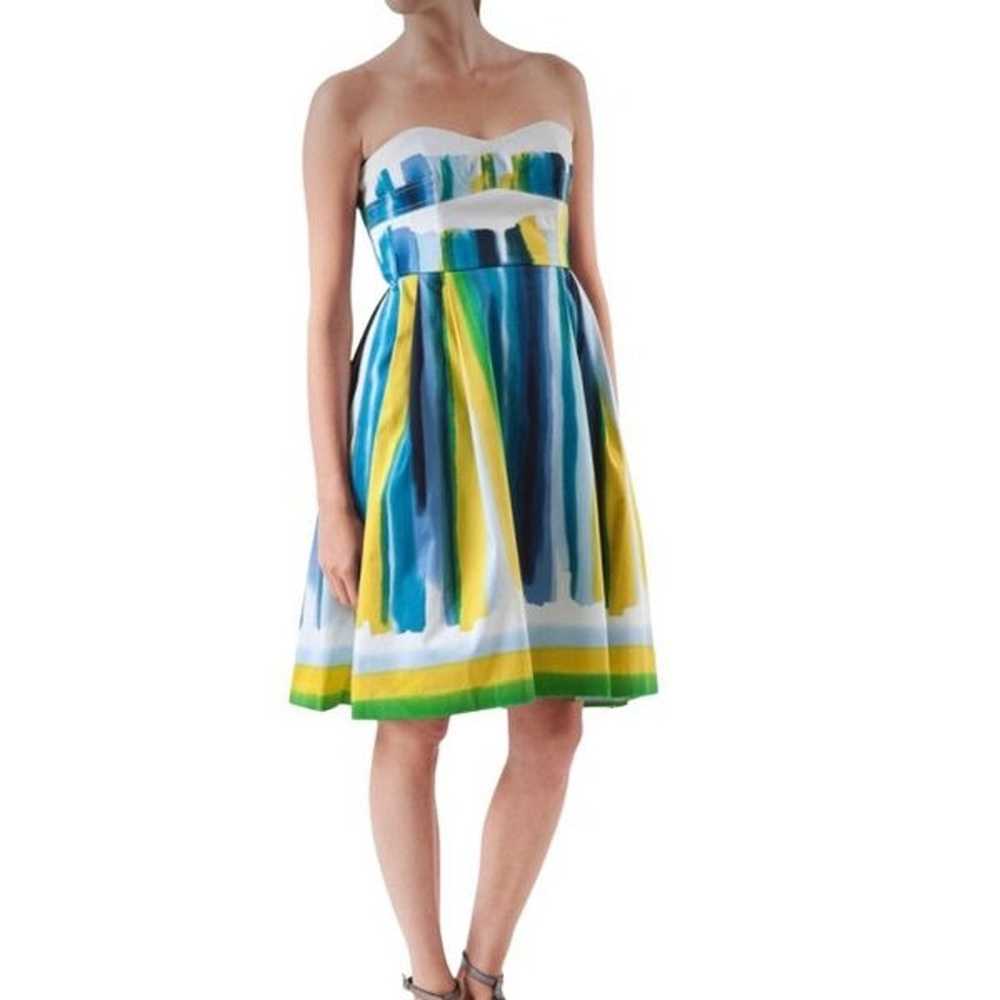 Calvin Klein Brushstroke Stripe Strapless Dress S… - image 1